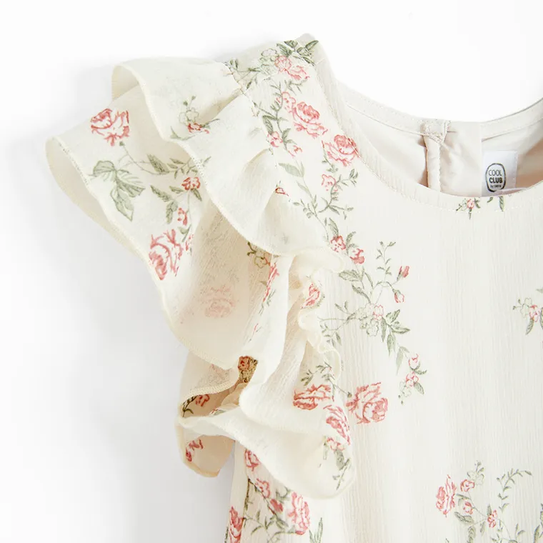 Cool Club, Sukienka dziewczęca z krótkim rękawem, beżowa