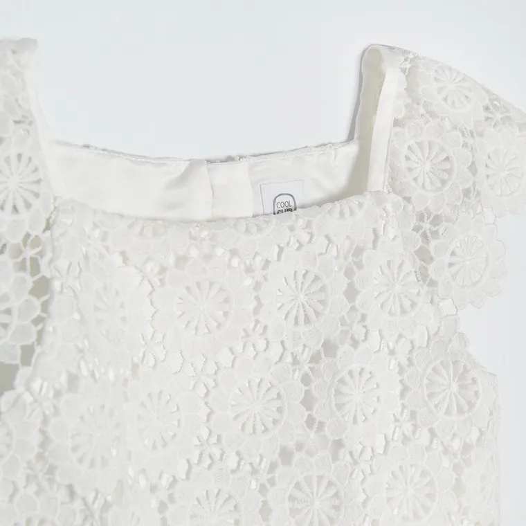 Cool Club, Sukienka dziewczęca z krótkim rękawem, biała