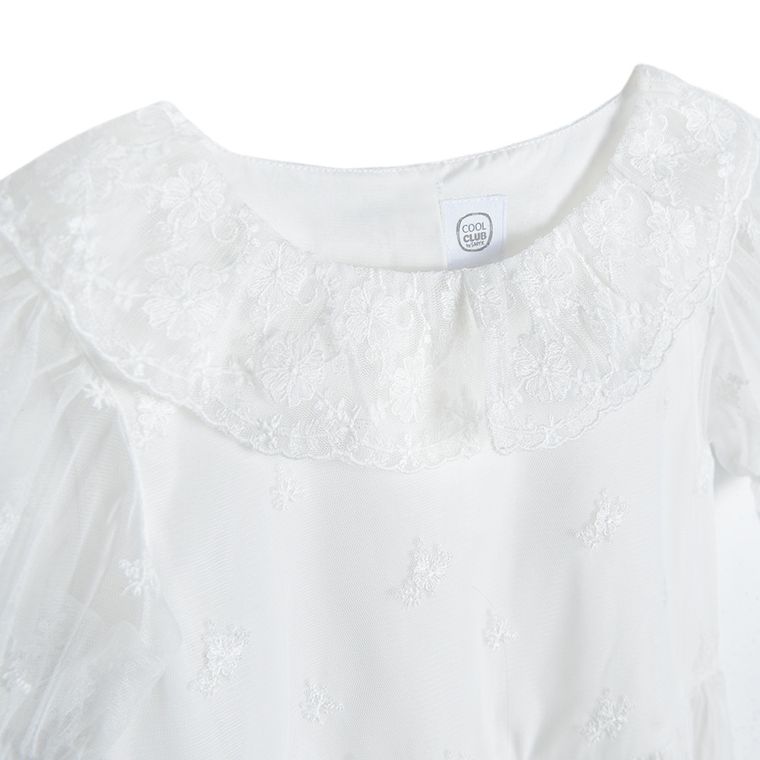 Cool Club, Sukienka dziewczęca z krótkim rękawem, biała