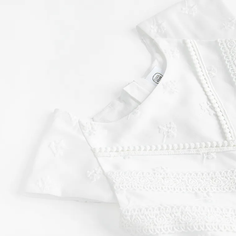 Cool Club, Sukienka dziewczęca z krótkim rękawem, biała