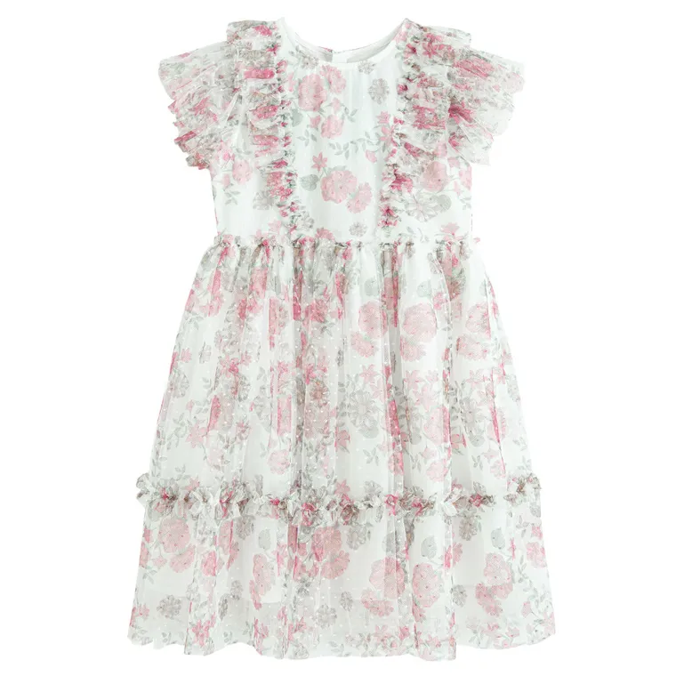 Cool Club, Sukienka dziewczęca z krótkim rękawem, biała