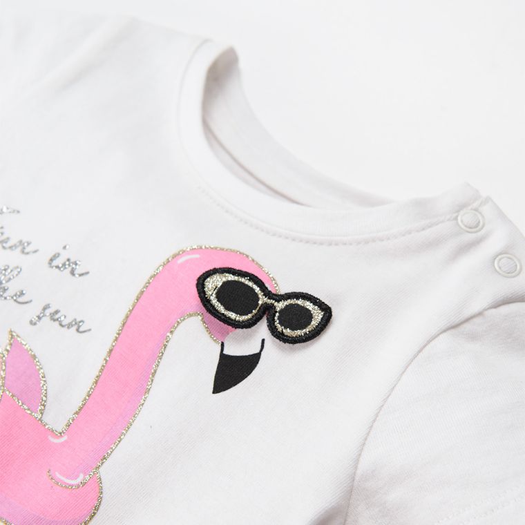 Cool Club, Sukienka dziewczęca z krótkim rękawem, biało-różowa