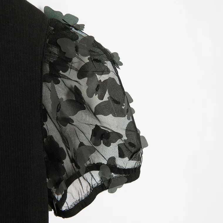 Cool Club, Sukienka dziewczęca z krótkim rękawem, prążkowana, czarna