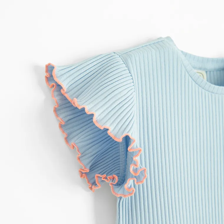 Cool Club, Sukienka dziewczęca z krótkim rękawem, prążkowana, niebieska