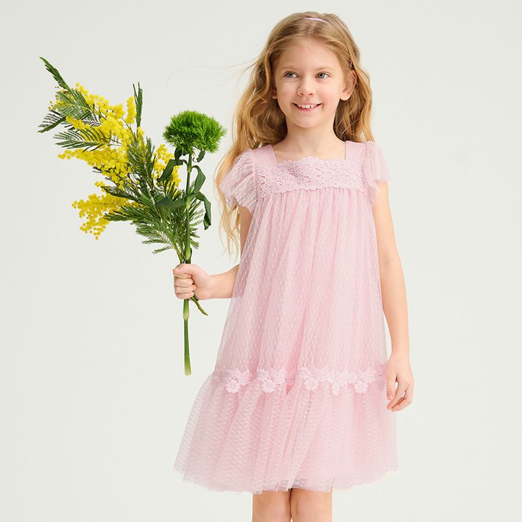 Cool Club, Sukienka dziewczęca z krótkim rękawem, różowa