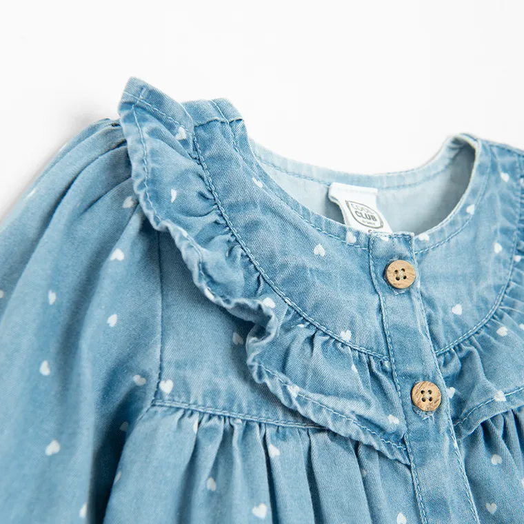 Cool Club, Sukienka jeansowa dziewczęca z długim rękawem, niebieska