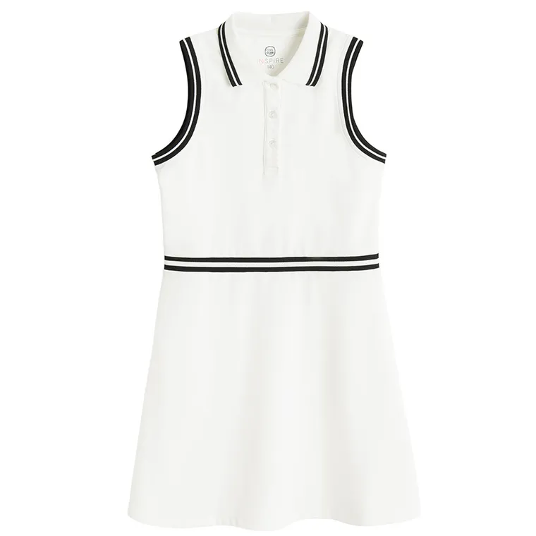 Cool Club, Sukienka tenisowa dziewczęca bez rękawów, biała