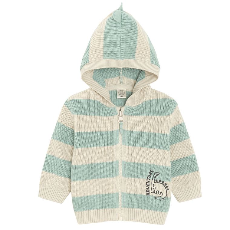 Cool Club, Sweter chłopięcy z kapturem, rozpinany, zielono-szary