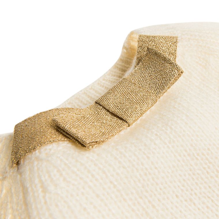 Cool Club, Sweter dziewczęcy, ecru, złota kokarda