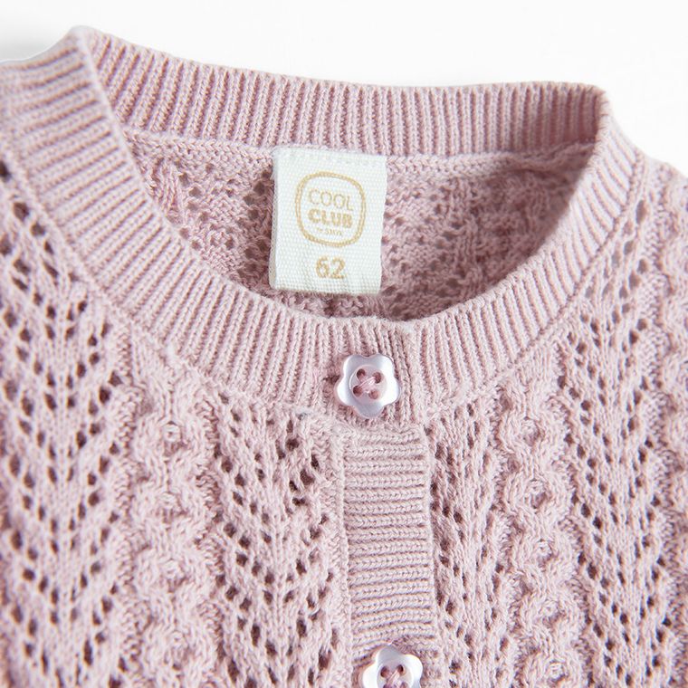Cool Club, Sweter dziewczęcy, rozpinany, ażurowy, fioletowy