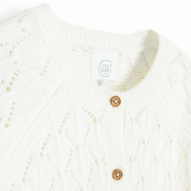 Cool Club, Sweter dziewczęcy, rozpinany, biały