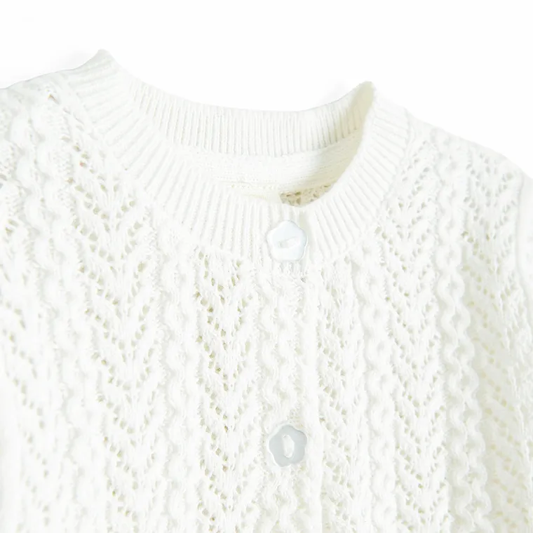 Cool Club, Sweter dziewczęcy, rozpinany, biały