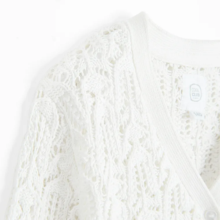 Cool Club, Sweter dziewczęcy, rozpinany, biały