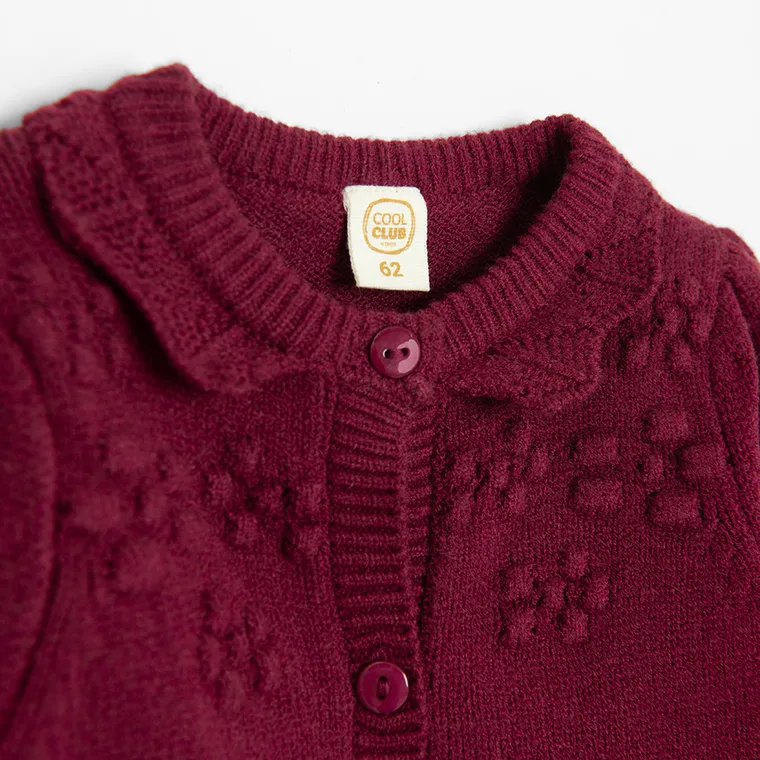 Cool Club, Sweter dziewczęcy, rozpinany, bordowy