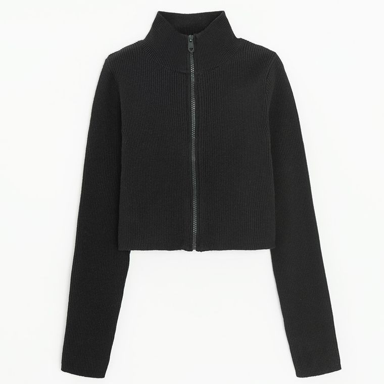 Cool Club, Sweter dziewczęcy, rozpinany, crop top, czarny