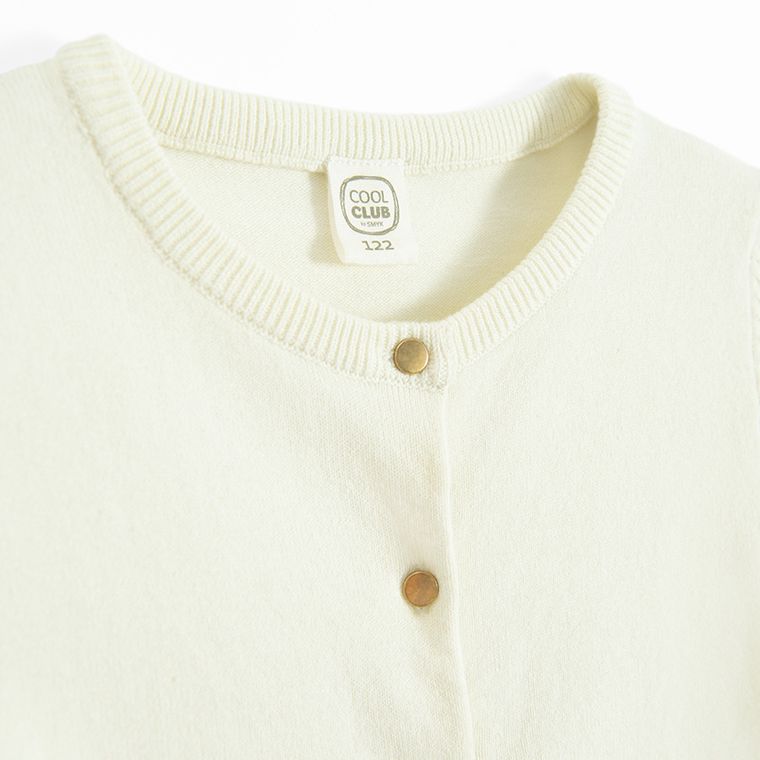 Cool Club, Sweter dziewczęcy, rozpinany, ecru