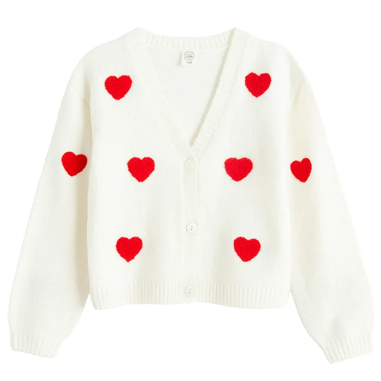 Cool Club, Sweter dziewczęcy, rozpinany, ecru