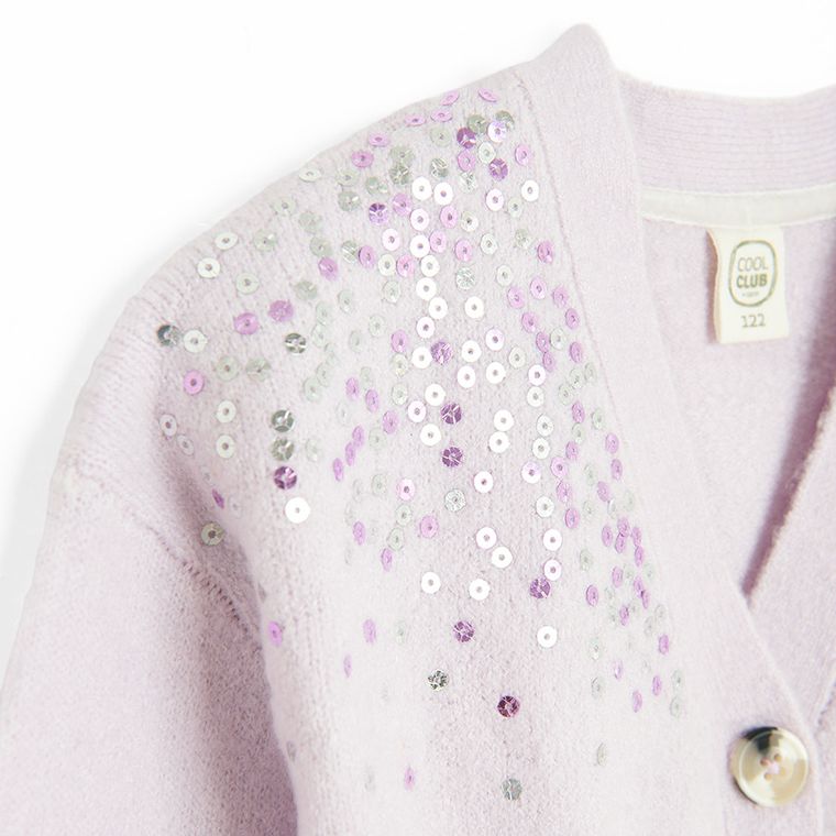 Cool Club, Sweter dziewczęcy, rozpinany, fioletowy