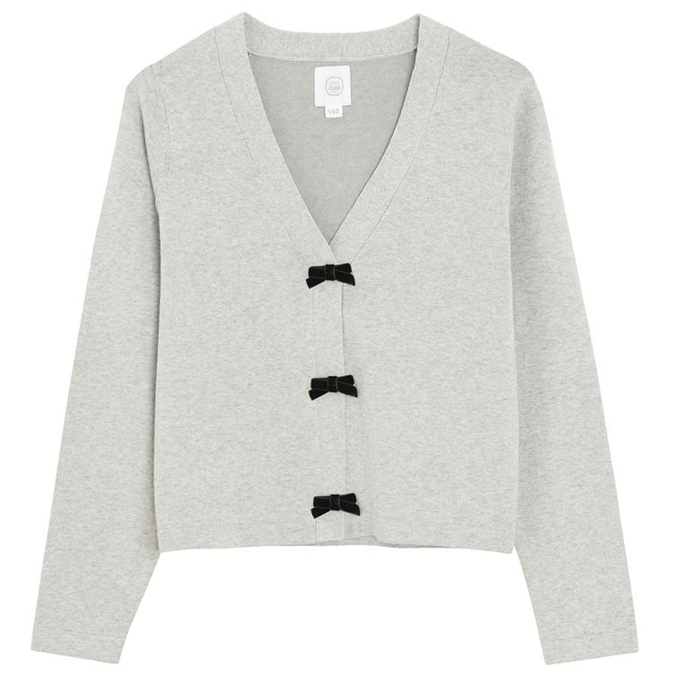 Cool Club, Sweter dziewczęcy, rozpinany, oversize, szary