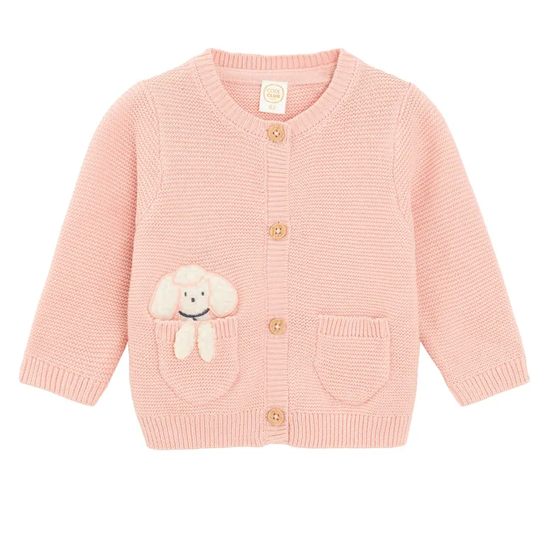 Cool Club, Sweter dziewczęcy, rozpinany, różowy