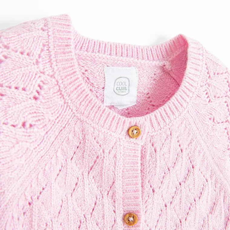 Cool Club, Sweter dziewczęcy, rozpinany, różowy