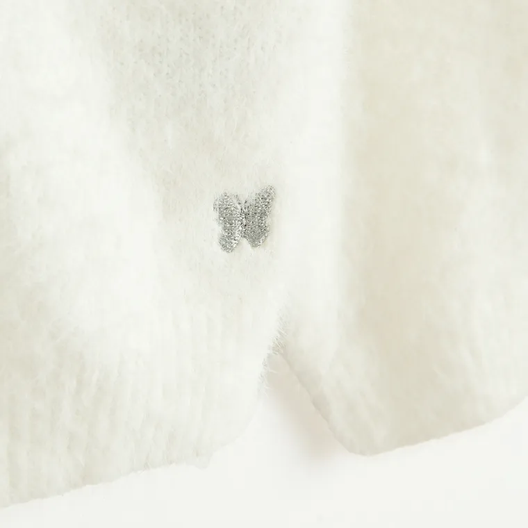 Cool Club, Sweter dziewczęcy z kapturem, biały