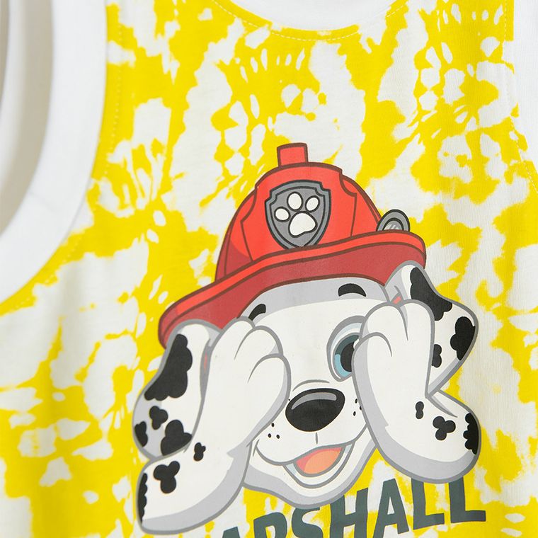 Cool Club, T-shirt chłopięcy bez rękawów, biało-żółty, Psi Patrol