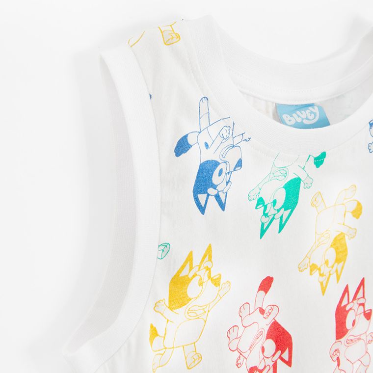 Cool Club, T-shirt chłopięcy bez rękawów, biały, Bluey