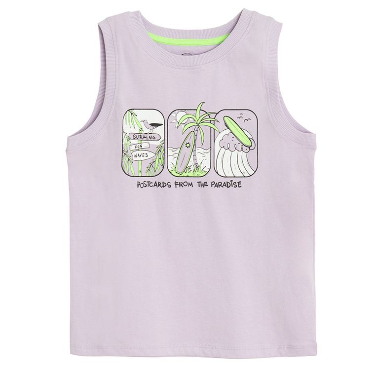 Cool Club, T-shirt chłopięcy bez rękawów, fioletowy