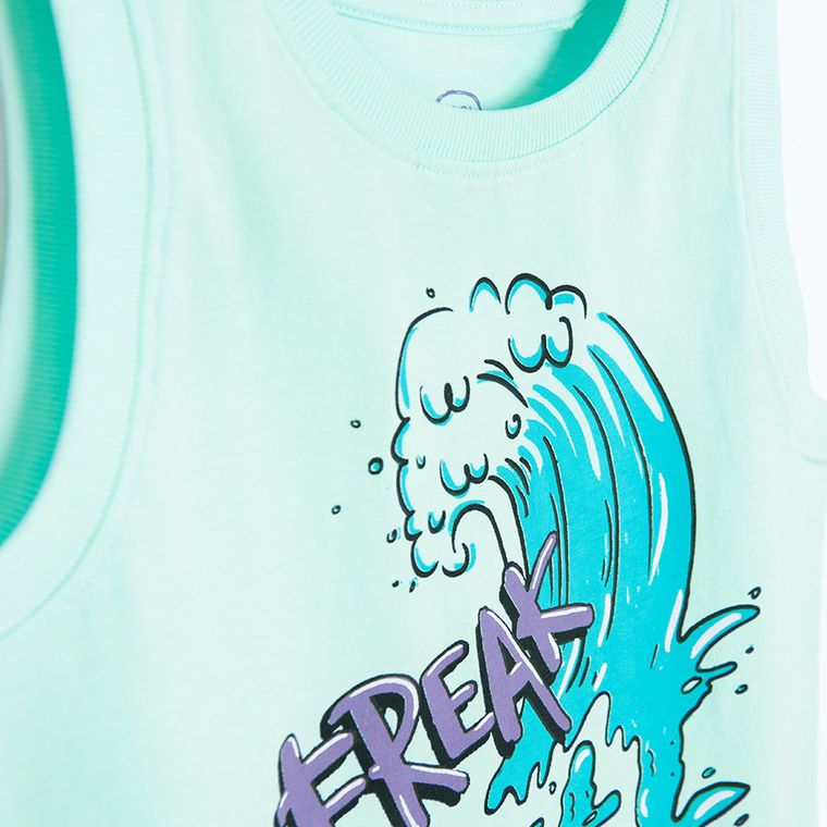 Cool Club, T-shirt chłopięcy bez rękawów, niebieski