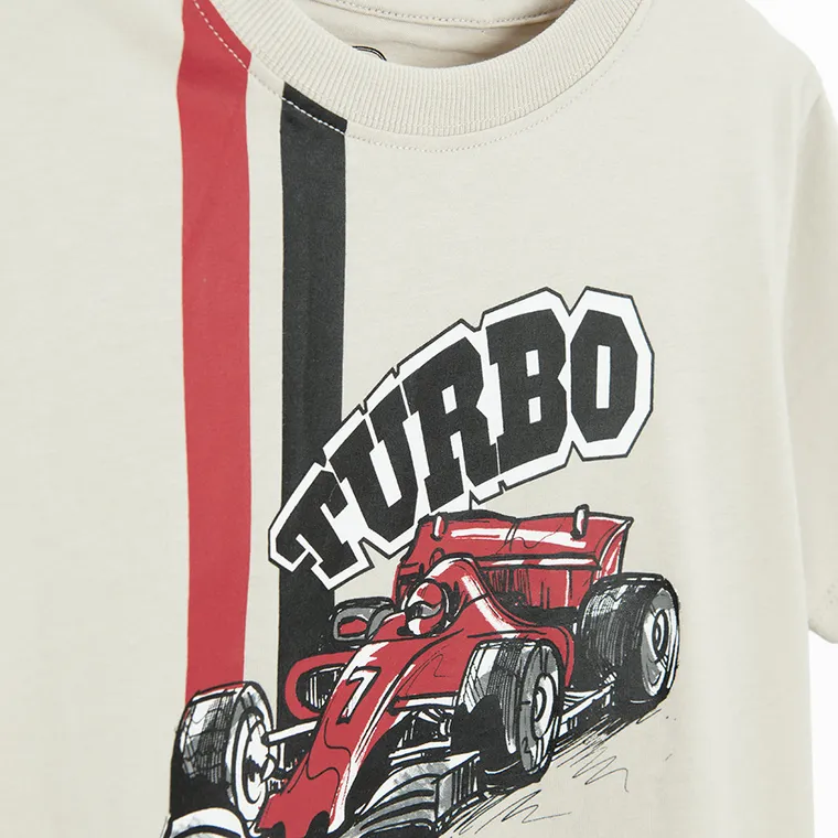 Cool Club, T-shirt chłopięcy, beżowy