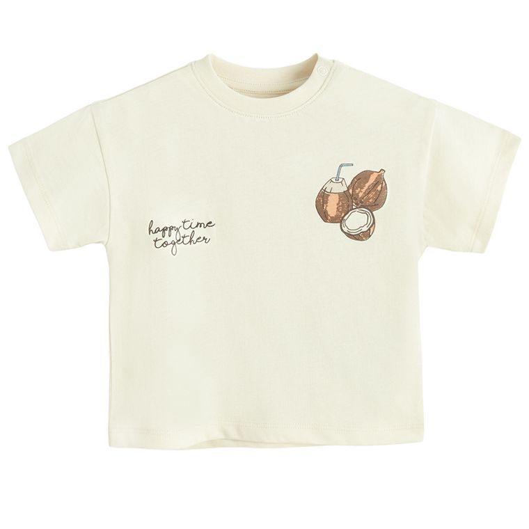 Cool Club, T-shirt chłopięcy, beżowy