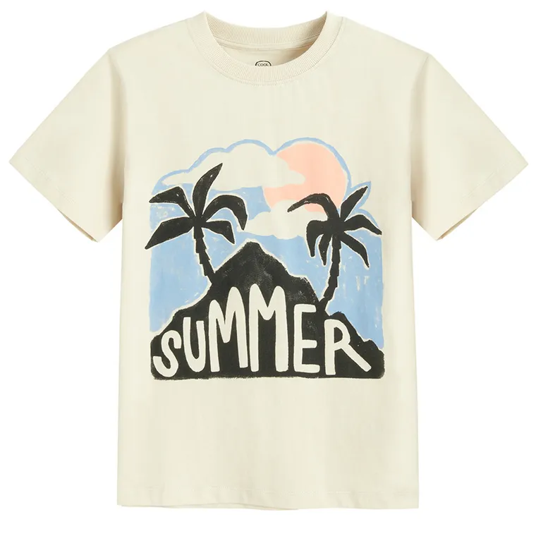 Cool Club, T-shirt chłopięcy, beżowy