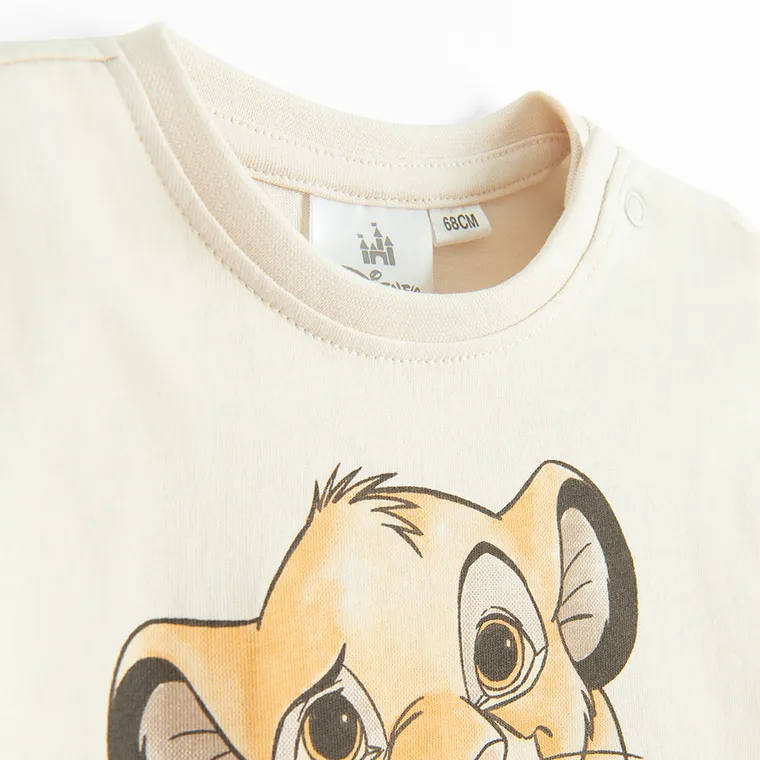Cool Club, T-shirt chłopięcy, beżowy, Król Lew