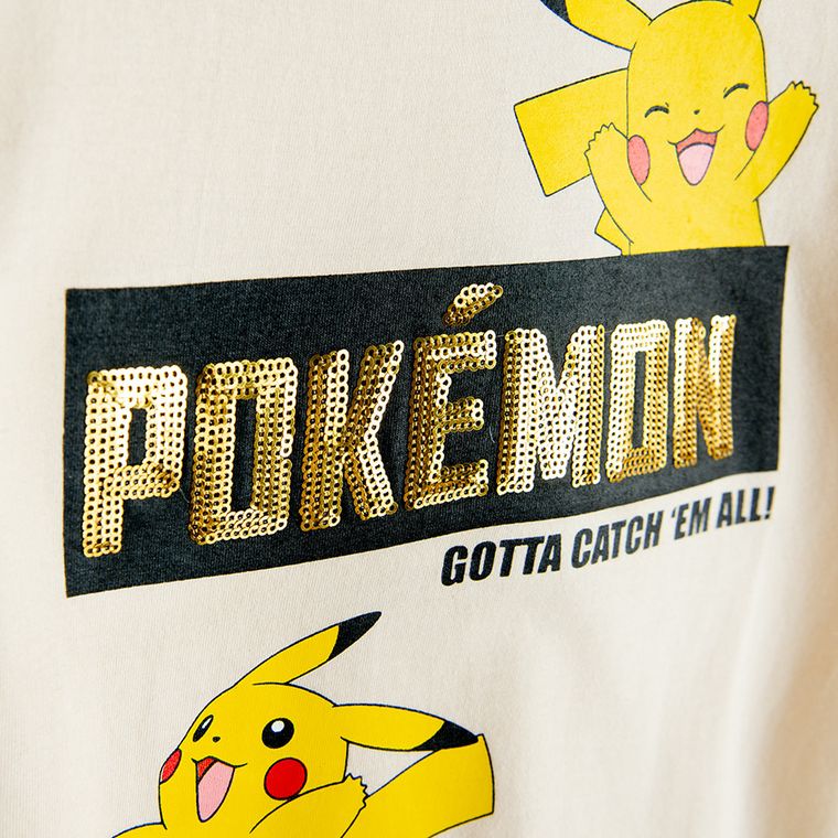 Cool Club, T-shirt chłopięcy, beżowy, Pokemon