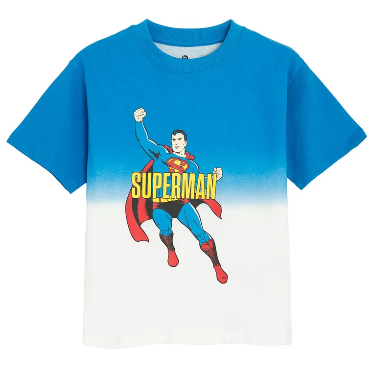 Cool Club, T-shirt chłopięcy, biało-niebieski, Superman