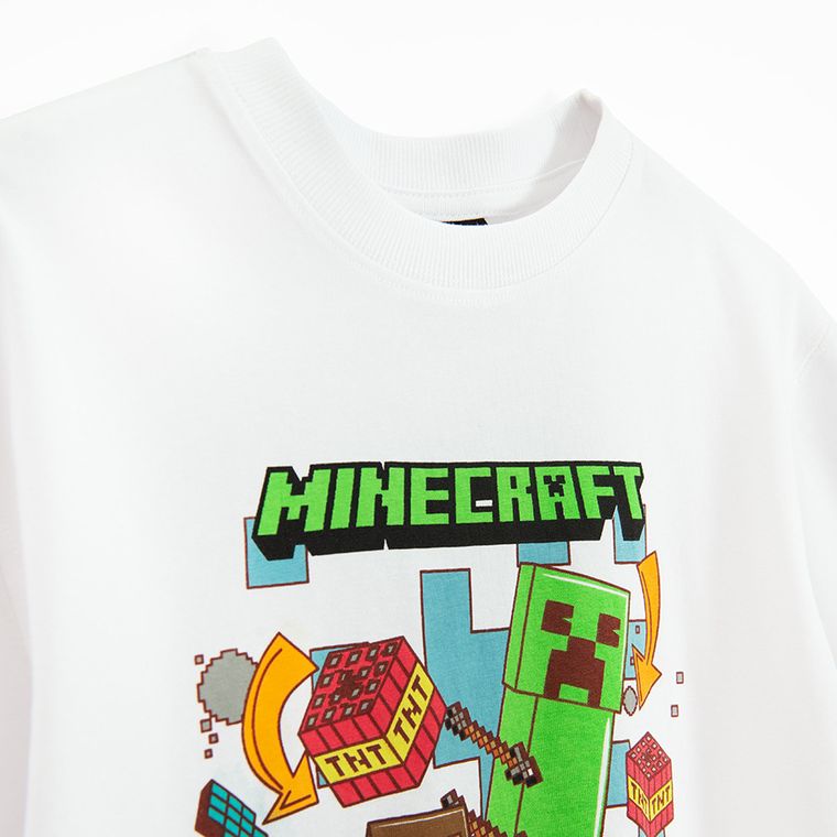 Cool Club, T-shirt chłopięcy, biały, Minecraft