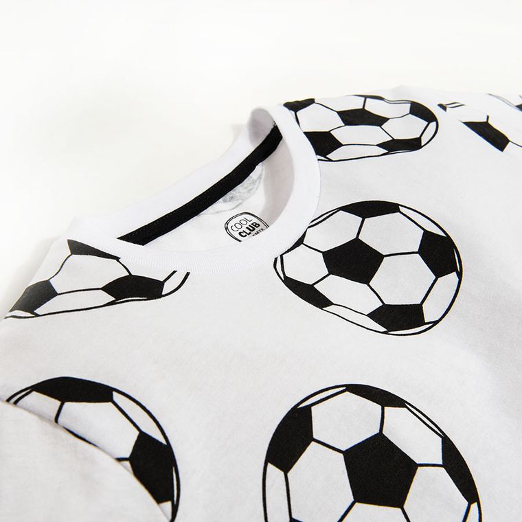Cool Club, T-shirt chłopięcy, biały, piłka nożna