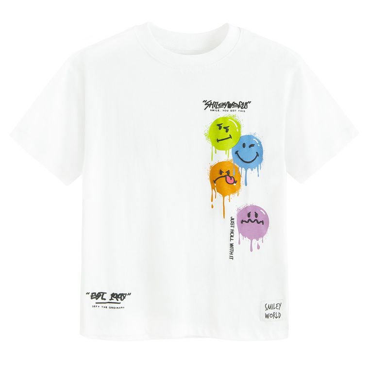 Cool Club, T-shirt chłopięcy, biały, SmileyWorld