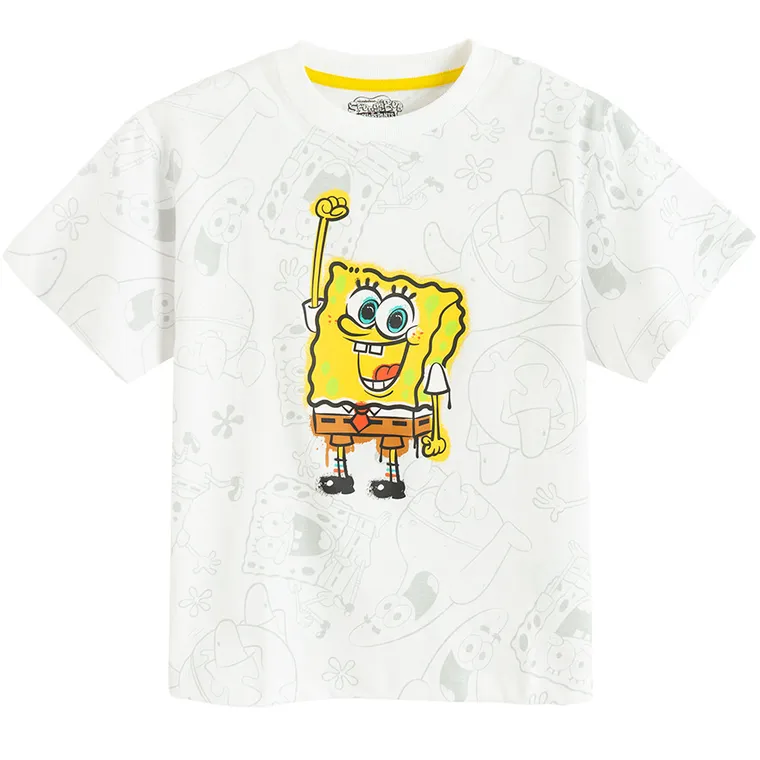 Cool Club, T-shirt chłopięcy, biały, SpongeBob