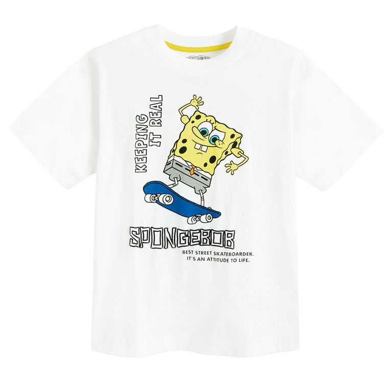 Cool Club, T-shirt chłopięcy, biały, SpongeBob