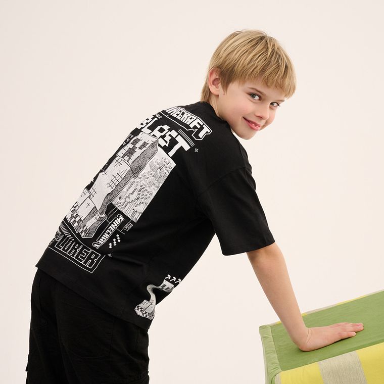 Cool Club, T-shirt chłopięcy, czarny, Minecraft