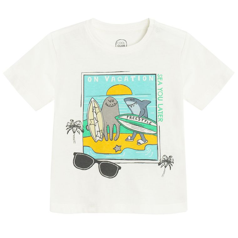 Cool Club, T-shirt chłopięcy, ecru