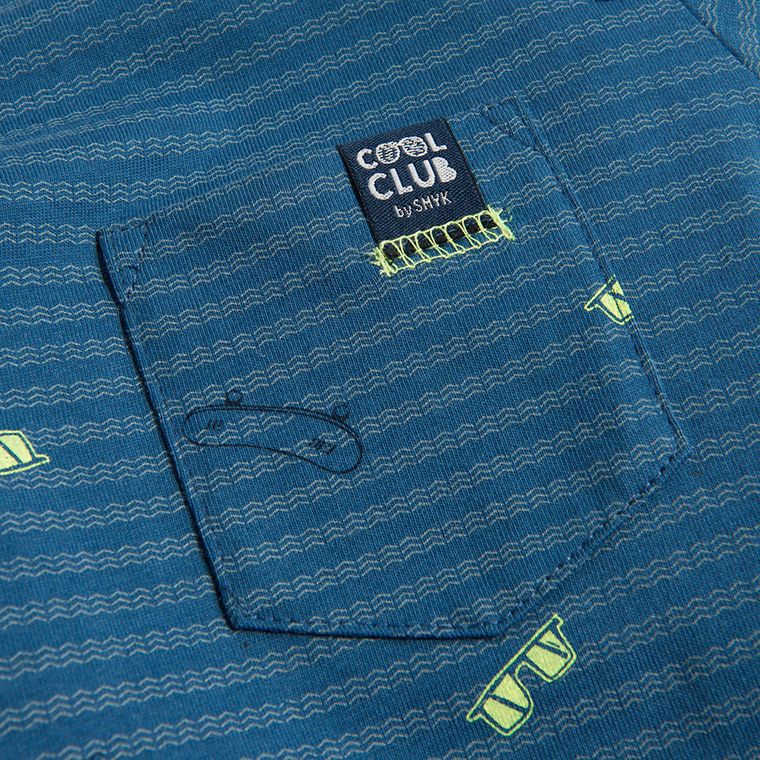 Cool Club, T-shirt chłopięcy, paski, kieszonka