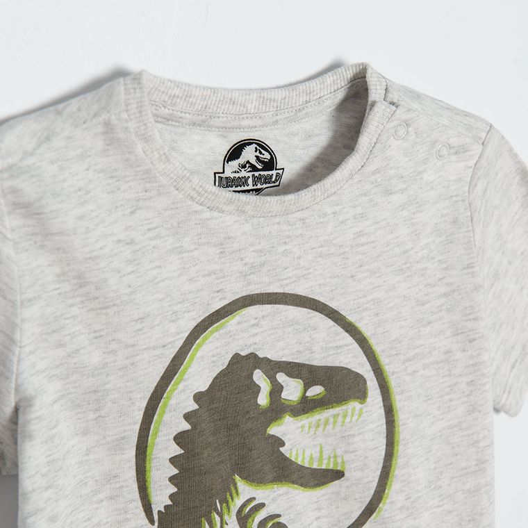 Cool Club, T-shirt chłopięcy, szary melanż, Jurassic World