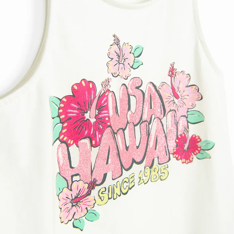 Cool Club, T-shirt dziewczęcy bez rękawów, biały