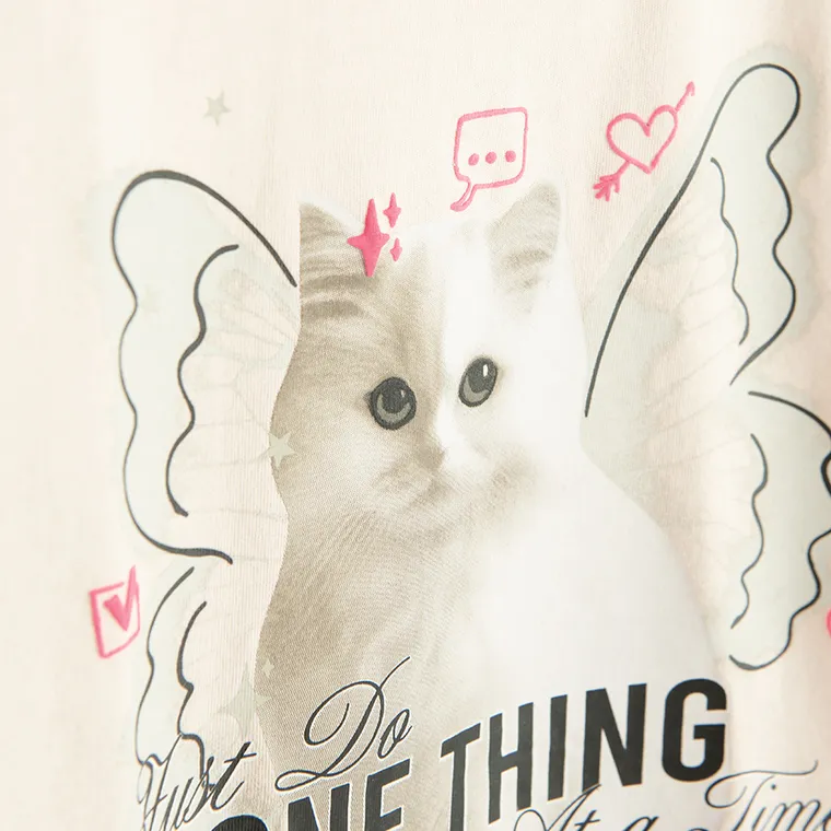 Cool Club, T-shirt dziewczęcy, beżowy