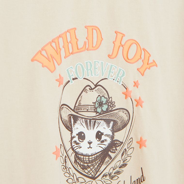 Cool Club, T-shirt dziewczęcy, beżowy