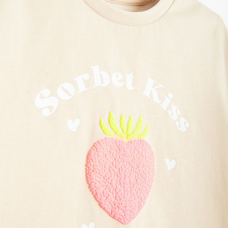 Cool Club, T-shirt dziewczęcy, beżowy