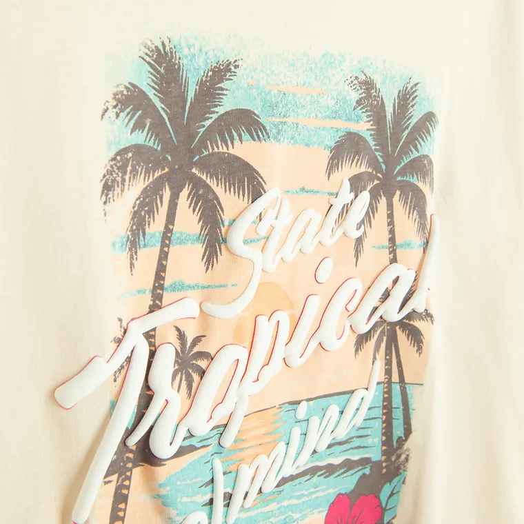 Cool Club, T-shirt dziewczęcy, beżowy